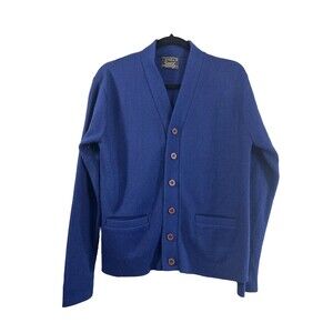Orlon By Campus Vintage Acrylic Men's Cobalt Blue Knit Cardigan Size M